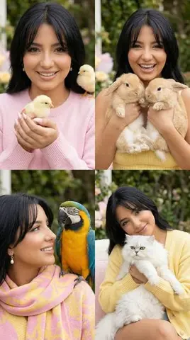 2x2 Grid Cute Animal Fashion Editorial Prompt