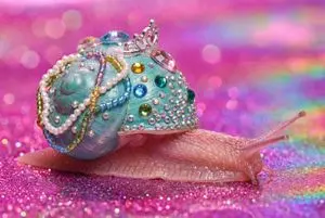 Macro Snail with Plastic Costume Jewelry