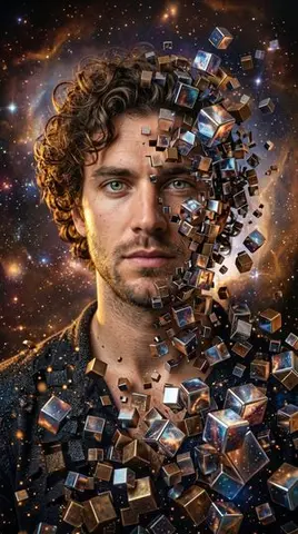 Deconstructed Metallic Cube Portrait