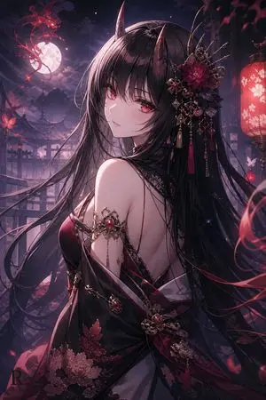 Fantasy Oni Girl Anime Illustration