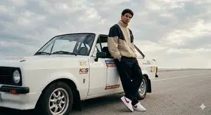 Casual Portrait with Vintage Rally Car