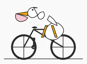 Geometric Bird Riding Bicycle