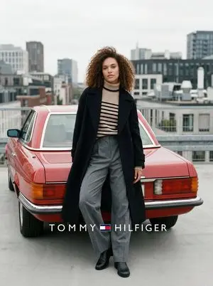 Fashion advertisement photo with classic car