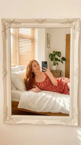 Aesthetic Mirror Selfie in Bedroom