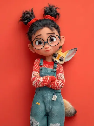 A cute 3D Pixar-style character portrait of a little