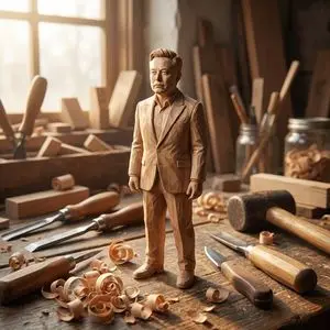 Hand-Carved Wooden Miniature Figure from Photo Reference