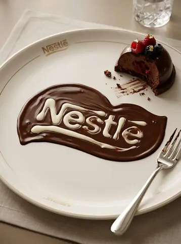 Transform the uploaded logo into a realistic dessert scene