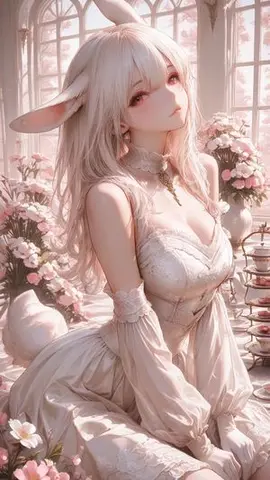 Pastel Bunny Girl Conservatory Portrait