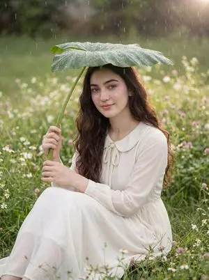 Realistic Portrait of a Woman in a Garden