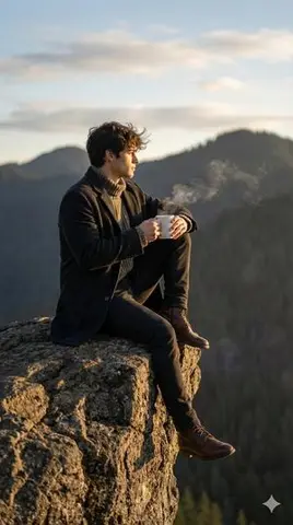 Cinematic Sunrise Portrait on a Cliff Edge