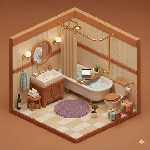 Miniature Diorama, Isometric, Cozy Interior, Warm Tones, Detailed Product Photography