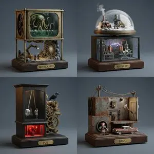 Horror Author Universe Kinetic Sculptures Grid