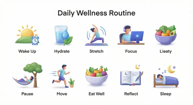 collection of icons representing [ROUTINE / PROCESS / HABITS]