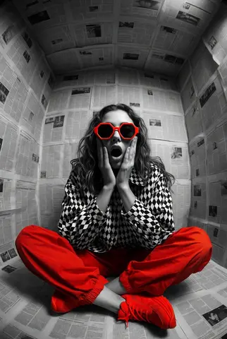 Hyper-realistic editorial photo shot at eye level with a