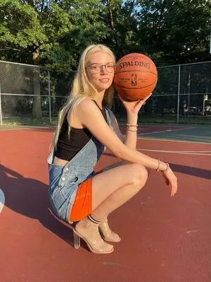 Soft Girl Sporty Basketball Court Editorial