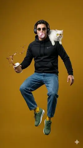 Surreal Jumping Fashion Portrait
