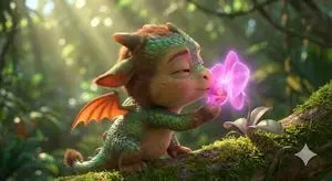 Disney-Pixar Style Hybrid Sloth-Dragon Creature