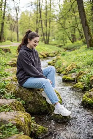 Candid Outdoor Portrait by a Creek