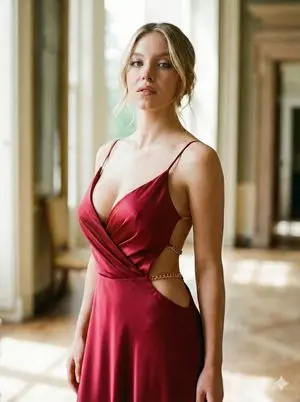 Structured JSON Prompt for Sydney Sweeney in Silk Dresses