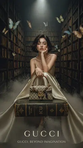 A cinematic luxury fashion editorial set inside a grand