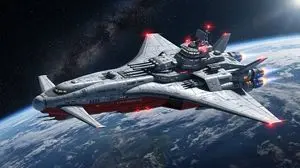High-Resolution 2.5D Illustration Prompt for Winged Space Battleship