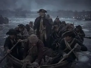 Washington Crossing Style Winter Boat Scene