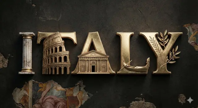 A high-quality 3D metallic typography design of the word