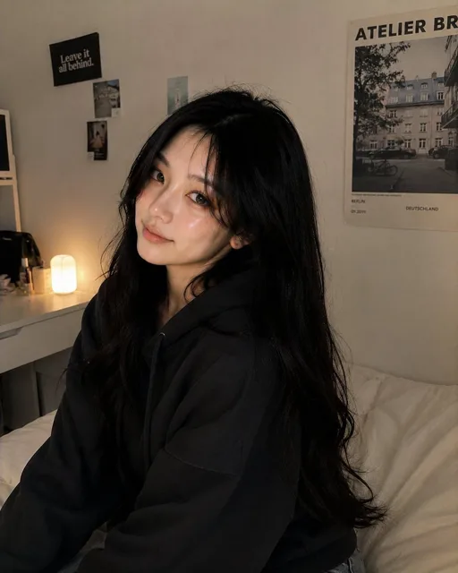 Cozy Bedroom Korean Girl Portrait