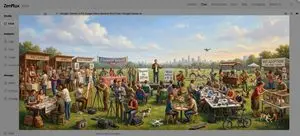 Baroque genre painting of a merry company in a park