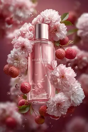3D Floating Cosmetic Bottle Product Shots