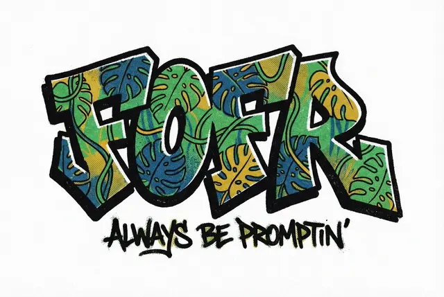 The word fofr as aggressive hard-edge graffiti with a
