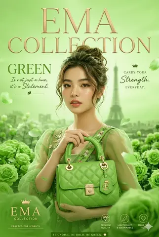 Green Fashion Advertisement Magazine Cover