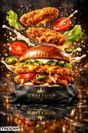 Luxury Chicken Burger Ingredient Explosion Commercial