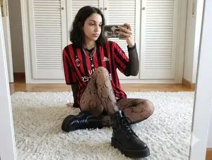 Mirror Selfie Prompt: Sports Jersey and Fishnets