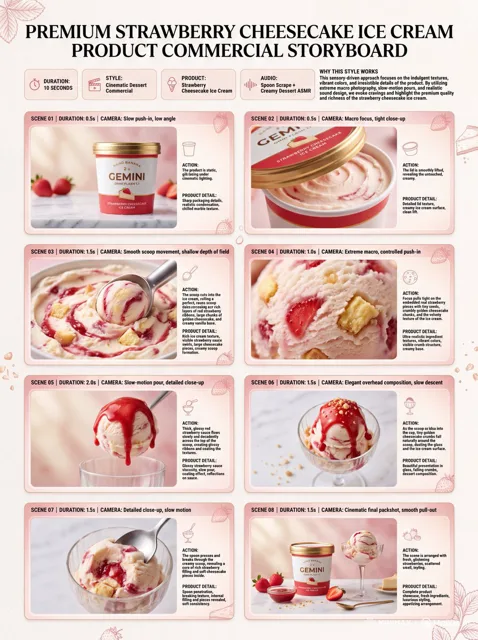 Strawberry Cheesecake Ice Cream Storyboard