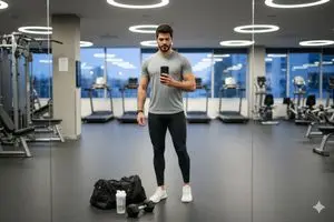 Clean Modern Gym Mirror Selfie