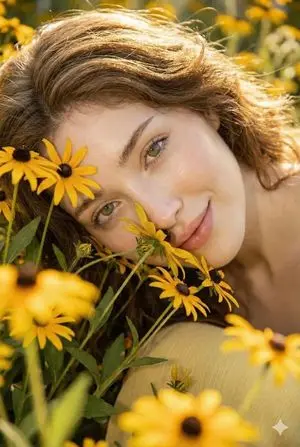 Cinematic Portrait with Harsh Flash and Floral Background (Duplicate)