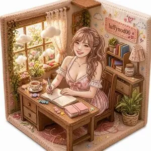 Cozy Pastel Miniature Writing Room