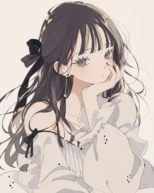 Soft Monochrome Anime Girl Portrait