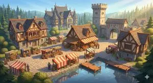 Cinematic Stylized Medieval Market Day