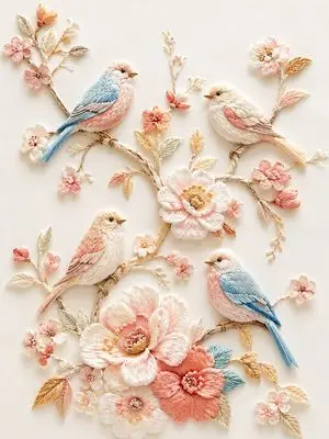 Exquisite Relief Embroidery Illustration