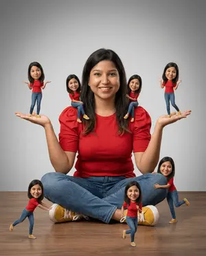 Photorealistic Cinematic Portrait with Miniature Clones