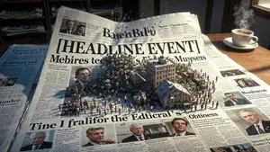 Newspaper Mid-Unfold Diorama Prompt