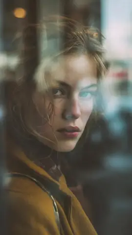 Reflection in glass window, layered composition, subject of a