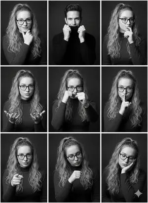 Black and White Studio Portrait Collage (3x3 Grid)