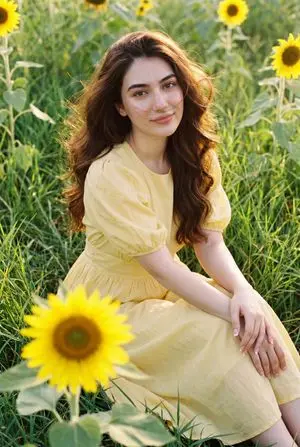 Romantic Sunflower Field Portrait