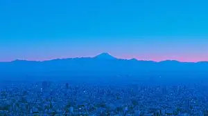 Blue Hour Tokyo Skyline with Mount Fuji