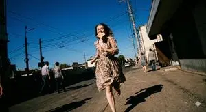 Low-Angle Running Woman Street Photo