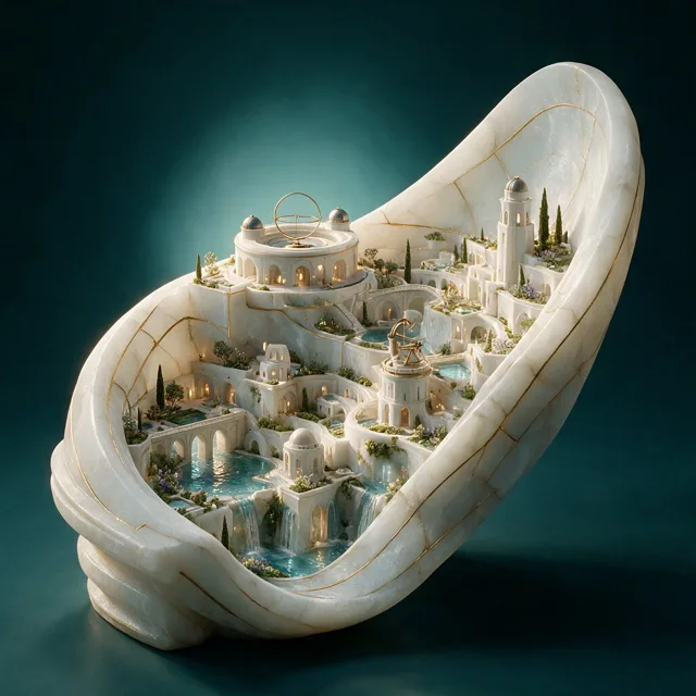 E-commerce Main Image - Alabaster Miniature City Sculpture