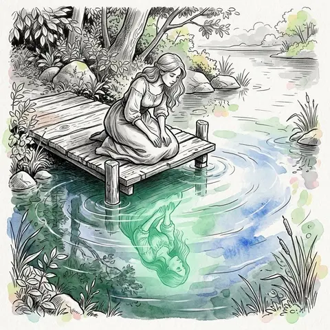 Isometric Zen Woman Line Art